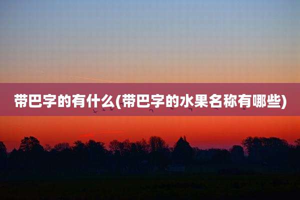 带巴字的有什么(带巴字的水果名称有哪些)