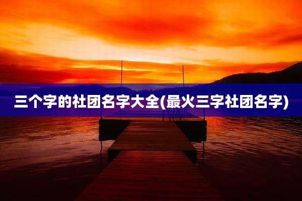 三个字的社团名字大全(最火三字社团名字)