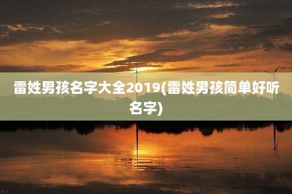 雷姓男孩名字大全2019(雷姓男孩简单好听名字)
