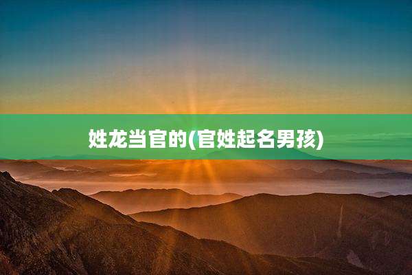 姓龙当官的(官姓起名男孩)
