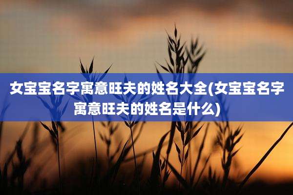 女宝宝名字寓意旺夫的姓名大全(女宝宝名字寓意旺夫的姓名是什么)