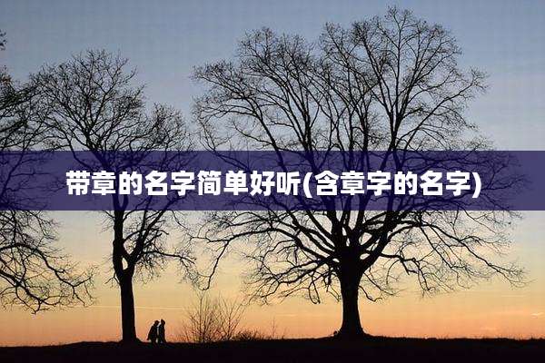 带章的名字简单好听(含章字的名字)