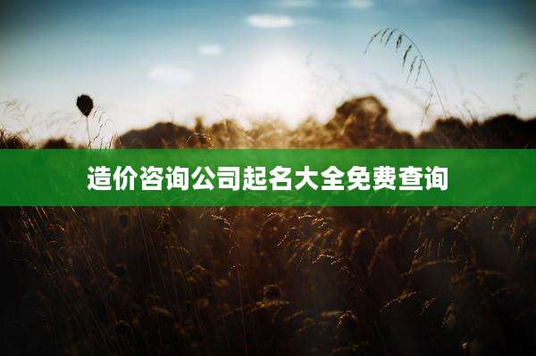 造价咨询公司起名大全免费查询