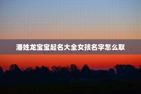潘姓龙宝宝起名大全女孩名字怎么取