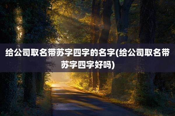 给公司取名带苏字四字的名字(给公司取名带苏字四字好吗)