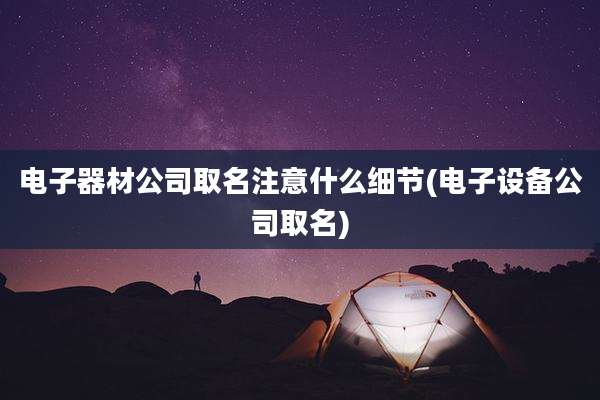 电子器材公司取名注意什么细节(电子设备公司取名)