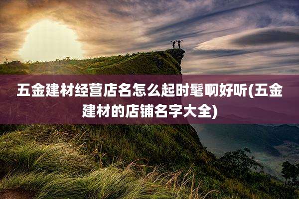 五金建材经营店名怎么起时髦啊好听(五金建材的店铺名字大全)