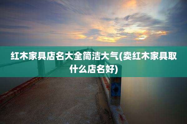 红木家具店名大全简洁大气(卖红木家具取什么店名好)