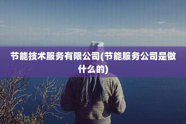节能技术服务有限公司(节能服务公司是做什么的)