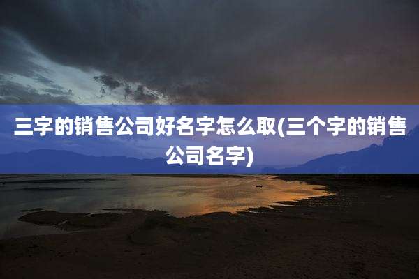 三字的销售公司好名字怎么取(三个字的销售公司名字)