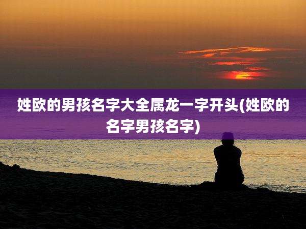 姓欧的男孩名字大全属龙一字开头(姓欧的名字男孩名字)