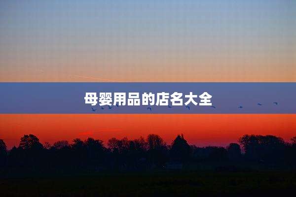 母婴用品的店名大全