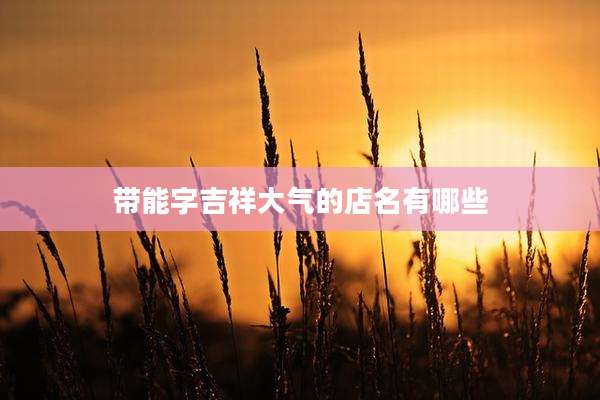 带能字吉祥大气的店名有哪些