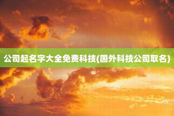 公司起名字大全免费科技(国外科技公司取名)