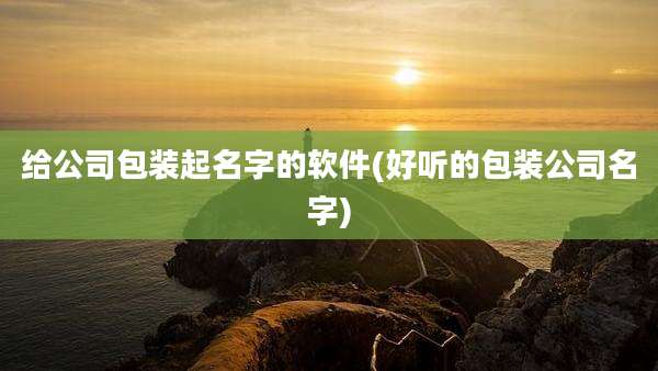 给公司包装起名字的软件(好听的包装公司名字)