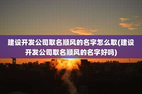 建设开发公司取名顺风的名字怎么取(建设开发公司取名顺风的名字好吗)