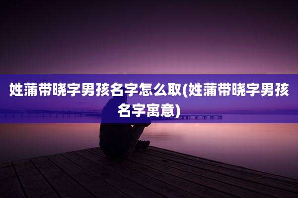 姓蒲带晓字男孩名字怎么取(姓蒲带晓字男孩名字寓意)