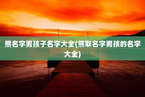 熊名字男孩子名字大全(熊取名字男孩的名字大全)