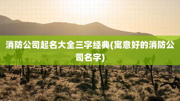 消防公司起名大全三字经典(寓意好的消防公司名字)