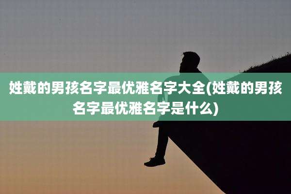 姓戴的男孩名字最优雅名字大全(姓戴的男孩名字最优雅名字是什么)