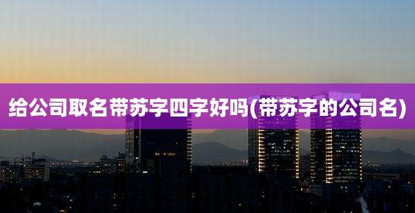 给公司取名带苏字四字好吗(带苏字的公司名)