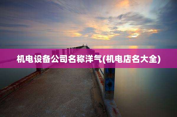 机电设备公司名称洋气(机电店名大全)