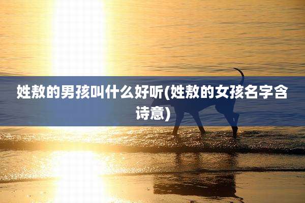 姓敖的男孩叫什么好听(姓敖的女孩名字含诗意)