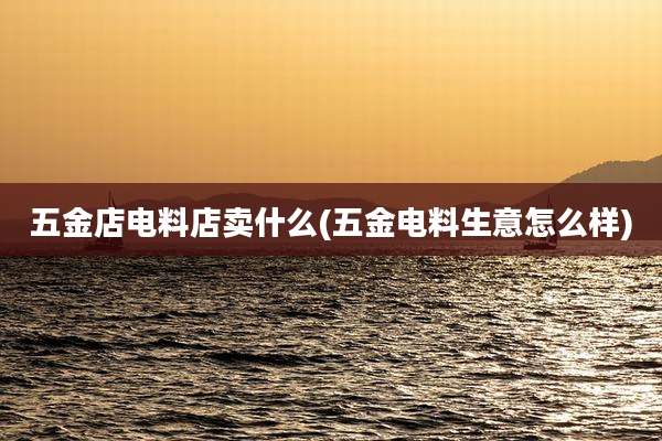 五金店电料店卖什么(五金电料生意怎么样)