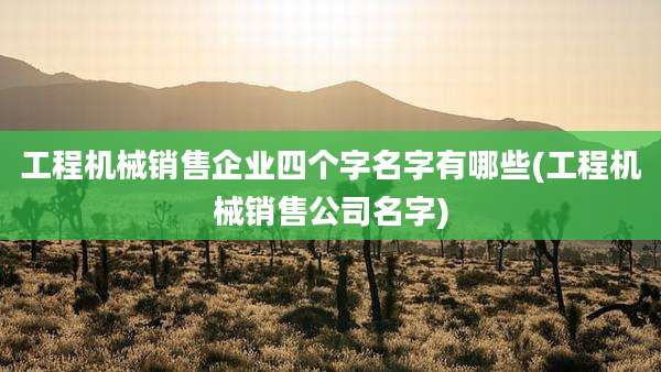 工程机械销售企业四个字名字有哪些(工程机械销售公司名字)