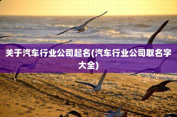 关于汽车行业公司起名(汽车行业公司取名字大全)