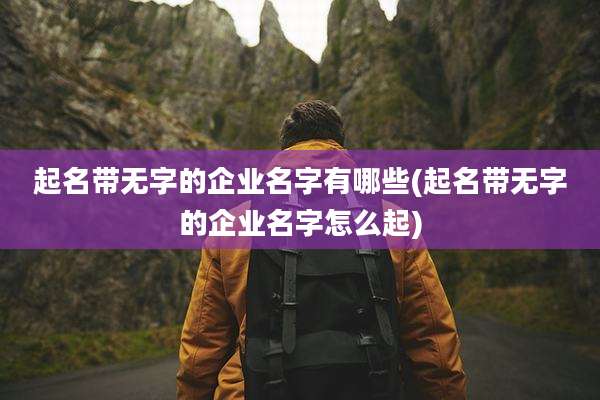 起名带无字的企业名字有哪些(起名带无字的企业名字怎么起)