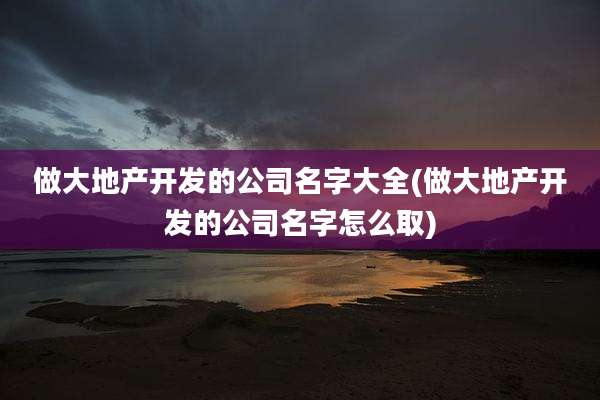 做大地产开发的公司名字大全(做大地产开发的公司名字怎么取)