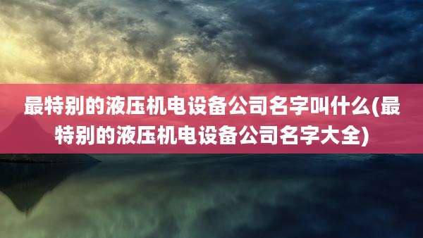 最特别的液压机电设备公司名字叫什么(最特别的液压机电设备公司名字大全)