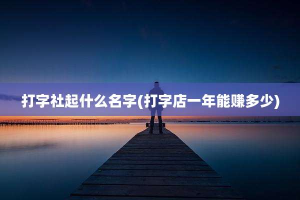 打字社起什么名字(打字店一年能赚多少)