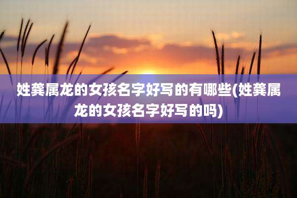 姓龚属龙的女孩名字好写的有哪些(姓龚属龙的女孩名字好写的吗)