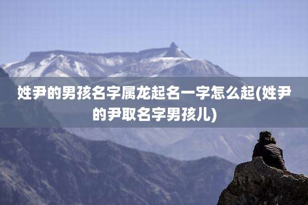 姓尹的男孩名字属龙起名一字怎么起(姓尹的尹取名字男孩儿)
