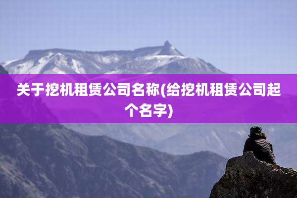 关于挖机租赁公司名称(给挖机租赁公司起个名字)