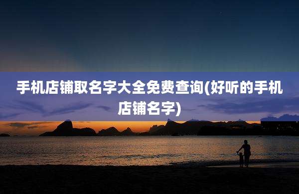 手机店铺取名字大全免费查询(好听的手机店铺名字)