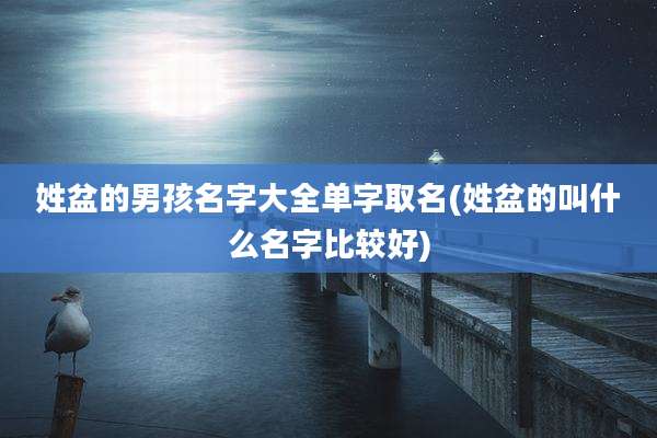 姓盆的男孩名字大全单字取名(姓盆的叫什么名字比较好)