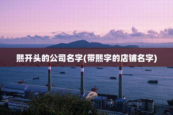 熙开头的公司名字(带熙字的店铺名字)