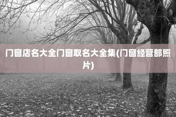 门窗店名大全门窗取名大全集(门窗经营部照片)