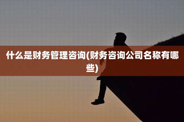 什么是财务管理咨询(财务咨询公司名称有哪些)