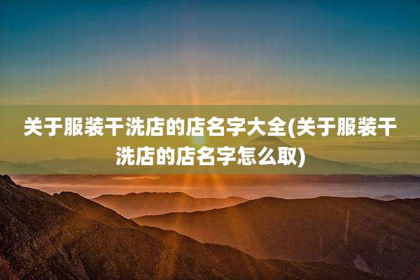 关于服装干洗店的店名字大全(关于服装干洗店的店名字怎么取)