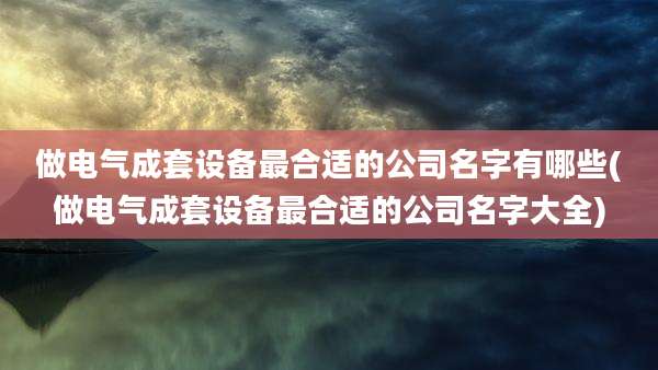 做电气成套设备最合适的公司名字有哪些(做电气成套设备最合适的公司名字大全)