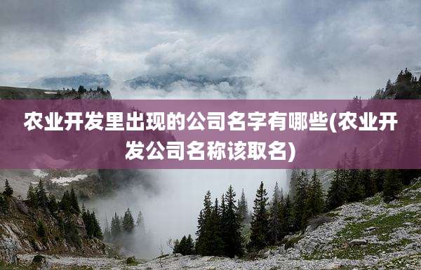 农业开发里出现的公司名字有哪些(农业开发公司名称该取名)