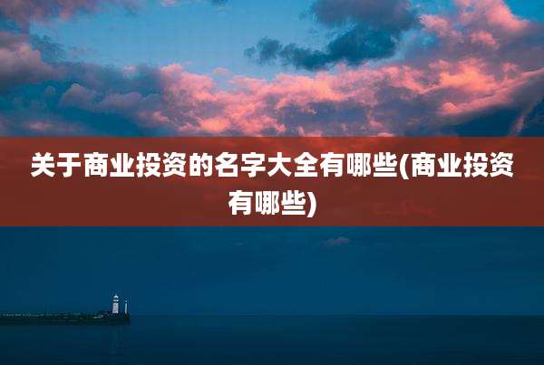 关于商业投资的名字大全有哪些(商业投资有哪些)