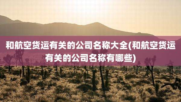 和航空货运有关的公司名称大全(和航空货运有关的公司名称有哪些)