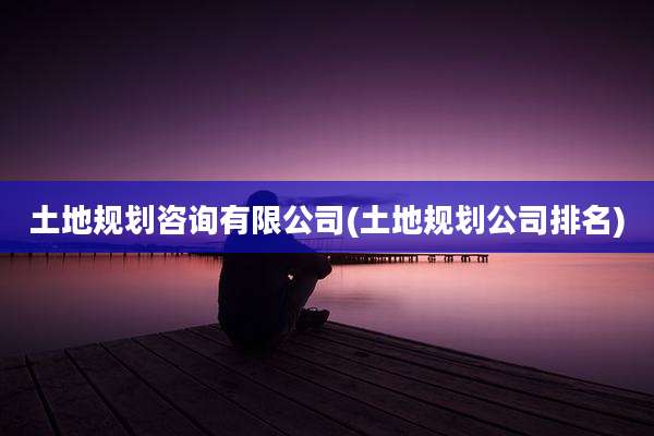 土地规划咨询有限公司(土地规划公司排名)