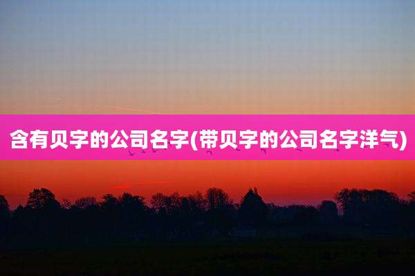 含有贝字的公司名字(带贝字的公司名字洋气)