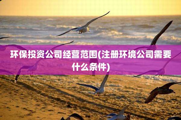 环保投资公司经营范围(注册环境公司需要什么条件)